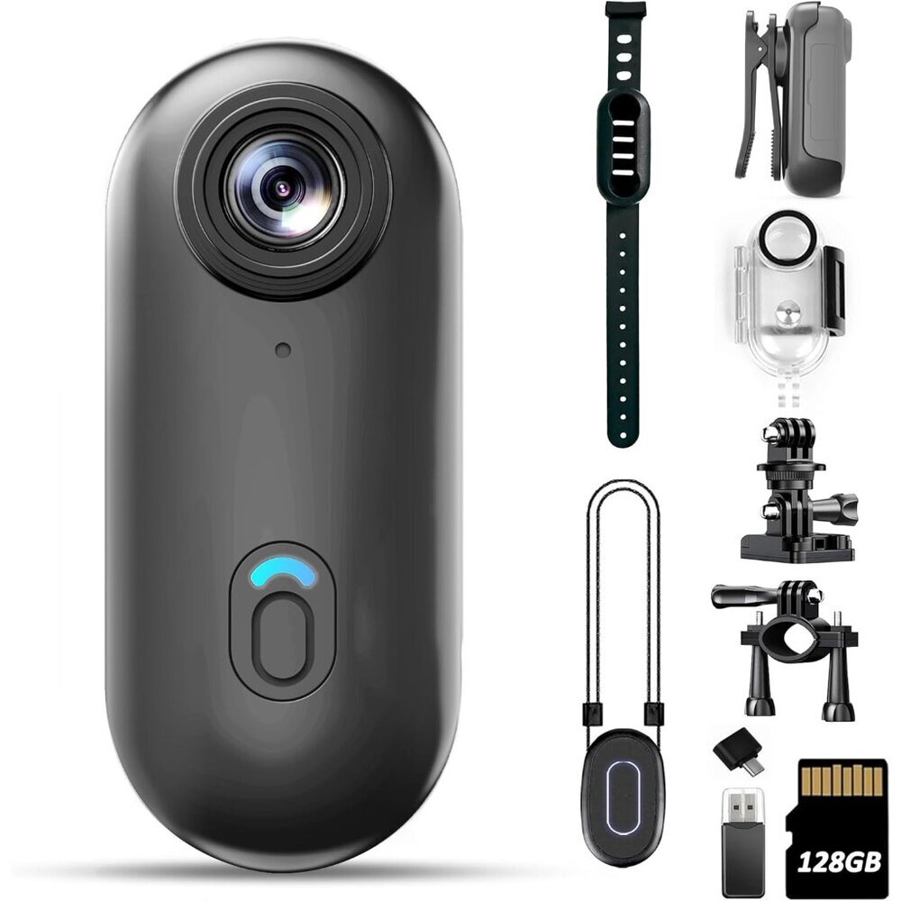 4K Mini Body Camera 128GB - Action Body Cam with Audio & Video- Thumb Hands Free